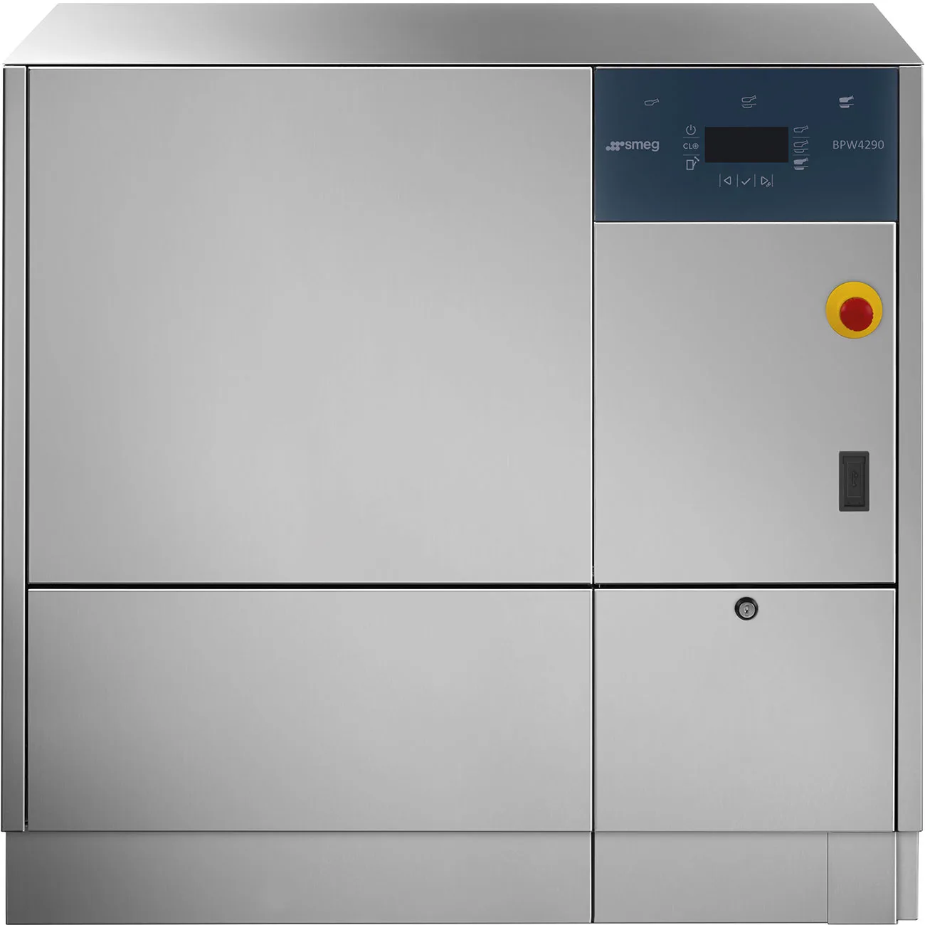 Smeg BPW 4290J-K5 spoldesinfektor rakt framifrån med stängd lucka och manöverpanel märkt BPW4290
