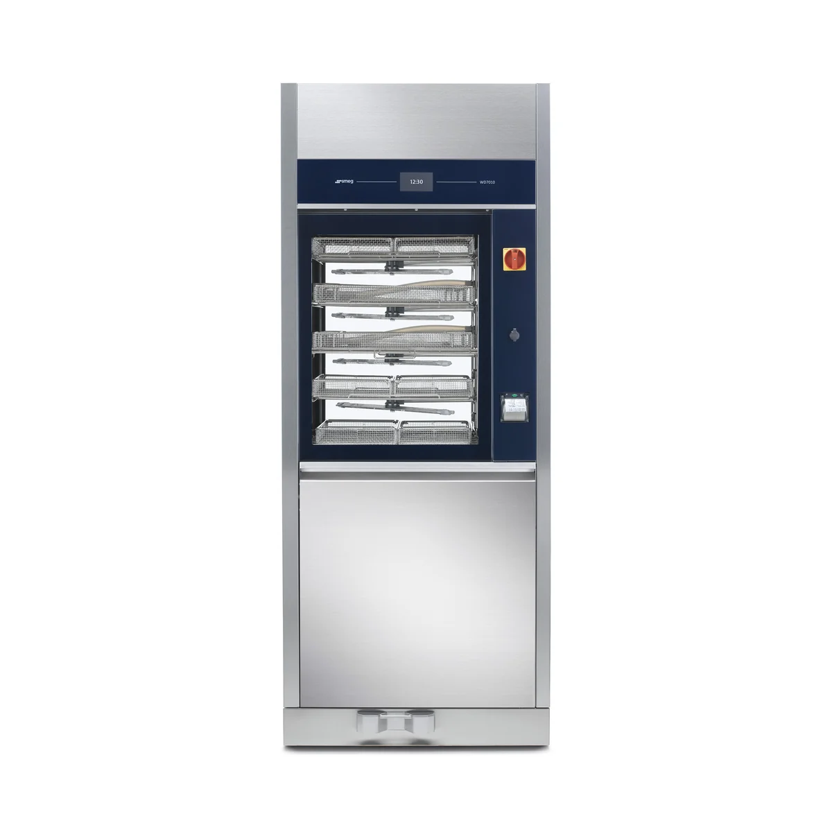 Smeg WD 7010T instrumentdiskdesinfektor med instrumentbrickor i kammaren